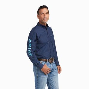 Ariat Pro Series Team Sully Klassiska Fit Skjorta Herr Marinblå | 539-NREICK