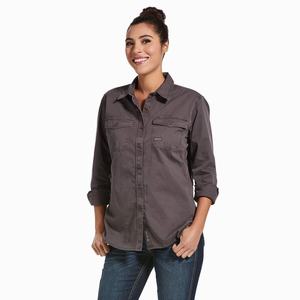 Ariat Rebar Washed Twill Skjorta Dam Grå | 145-HNGPRA